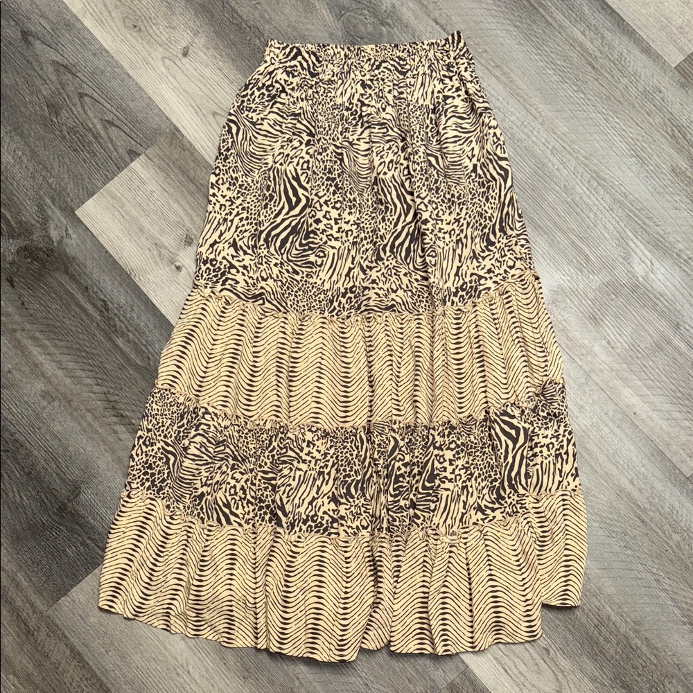 Beachgold leopard print tiered skirt